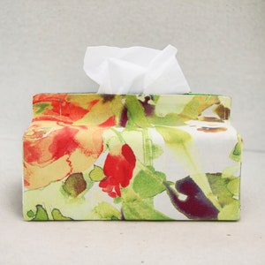 Handmade Floral Cotton Tissue Box Cover: Rose Peony Print
