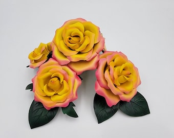 Handmade Leather Peace Rose Bag Charm: Hand-Painted Braided Keychain