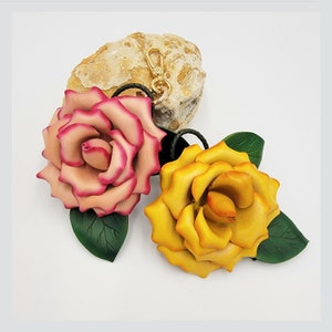handmade ultra realistic leather flower bag charm, leather rose purse charm, key chain, hand painted and hand shaped with real leather