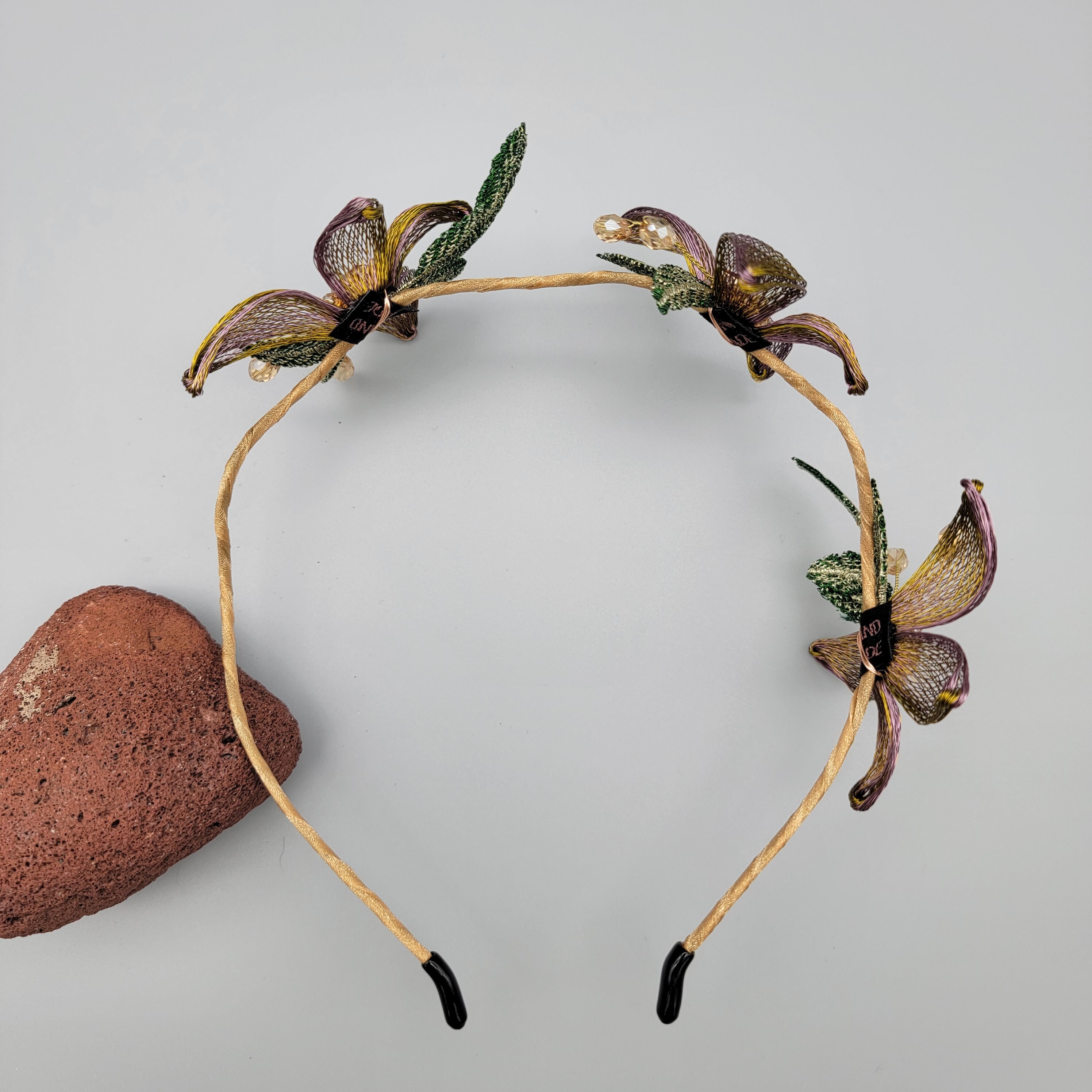 Handmade 3D Butterfly Headband: Embroidered & Beaded Hair 