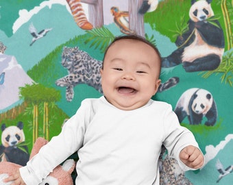 China Animals, Baby Toddler Minky Fleece Blanket, Panda Blanket, Jungle Animal Blanket