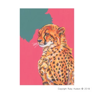 Cheetah Giungla Safari Arte Animale Vuoto Biglietto d'auguri A6