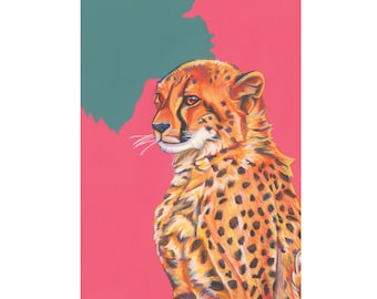 Cheetah Jungle Safari Animal Art Blank Greeting Card A6