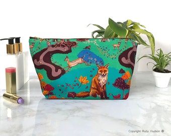 Woodland Animals Cotton Fox Cosmetic Bag/ Wash Bag