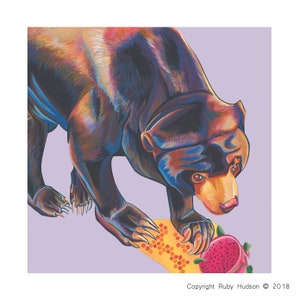 Sun Bear Jungle Animal Art Blank Greeting Card