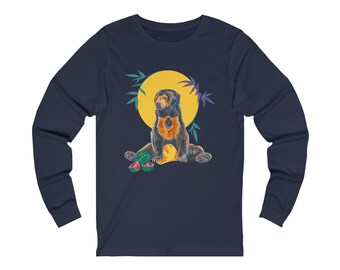 Sun Bear Unisex Jersey Long Sleeve Tee, Sun Bear T-shirt, Women's Bear T-shirt, Men's Bear T-shirt, Men's Long Sleeve Navy T-shirt