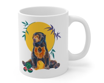 Sun Bear Ceramic Mug 11oz, Bear Mug, Honey Bear Mug, Sun Bear Gift, Bear Lover Gift, Asian Bear Mug