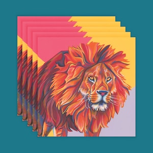 Multipack Lion Jungle Safari Animal Art Blank Greeting Card