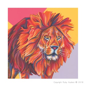 Lion Jungle Safari Animal Art Blank Greeting Card