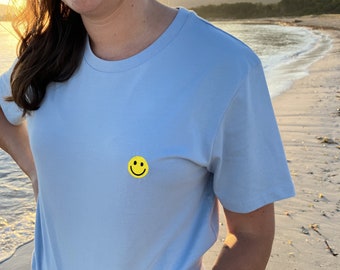 Smiley T-Shirt Bio-Baumwolle - hellblau