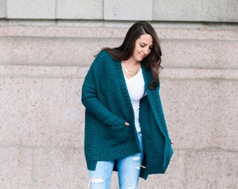 Crochet Pattern / Chunky Cardigan With Pockets / Oversized Sweater /Women's Crochet Sweater Pattern / Staycation Sweater Crochet Pattern PDF