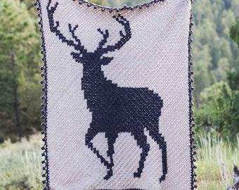 Crochet Pattern / Corner to Corner Crochet Afghan / Graphgan / Woodland Nursery Blanket / C2C Deer Blanket / Buckhorn Blanket Pattern PDF