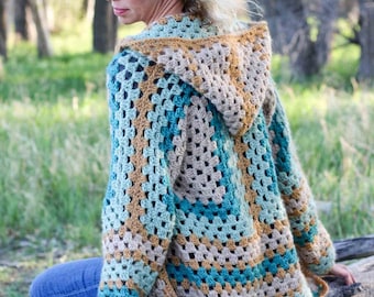 Crochet Pattern / Easy Hexagon Cardigan With Hood / Women's Crochet Sweater Pattern PDF / Campfire Cardigan Pattern PDF