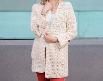 Crochet Pattern / Lightweight Four Season Cardigan / Beginner Crochet Sweater / Alchemy Cardigan Pattern PDF