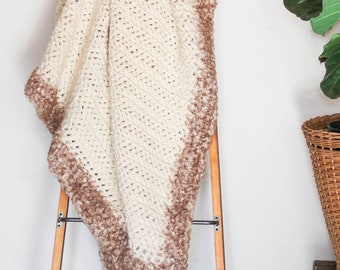 Crochet Pattern / Herringbone Striped Blanket / Faux Fur / Easy Crochet Blanket / Beginner / Luxe Herringbone Throw Pattern PDF