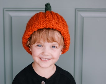 Crochet Pattern / Fall Hat / Ribbed Beanie / Halloween Hat / Baby / Kid / Adult / Easy Pumpkin Hat / Quick / Pick A Pumpkin Hat Pattern PDF