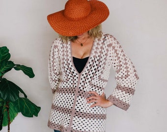 Crochet Pattern / Easy Crochet Beach Coverup / Lightweight Summer Sweater / Crochet Hexagon Top / Dune Drifter Beach Coverup Pattern PDF