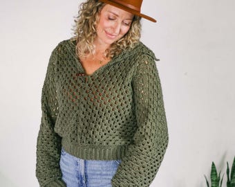 SCHEMA E VIDEO all'uncinetto / Maglione esagonale all'uncinetto / Maglione con punto nonna / Maglione corto all'uncinetto / Schema maglione muschio in PDF