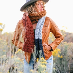 Crochet Pattern / Chunky Crochet Scarf / Colorblock Winter Scarf / Easy Crochet Pattern / Fast Scarf / DIY Gift / Cinque Scarf Pattern PDF