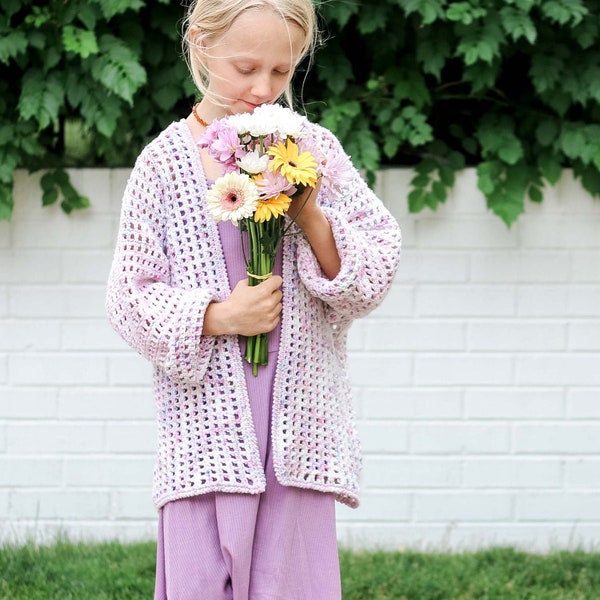 Crochet Pattern / Kid's Baggy Cardigan / Oversized Sweater / Girl's Dolman-Sleeved Cardigan / Kaleidoscope Cardigan Pattern PDF