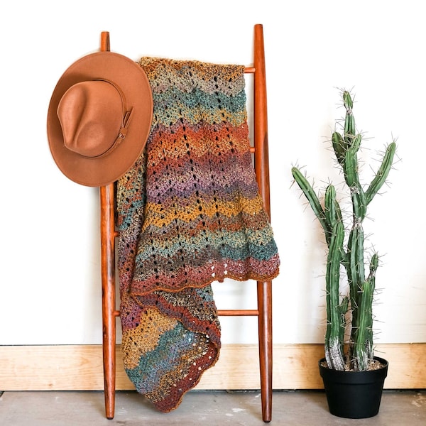 Crochet Pattern / Crochet Blanket / Chevron Stitch / Mandala Yarn / Mesa Ripple Blanket Pattern PDF