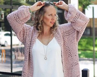 Crochet Pattern / Oversized Hexagon Cardigan / Stylish Velour Cardigan / Women&#39;s Crochet Sweater Pattern / Brunch Cardigan Pattern PDF