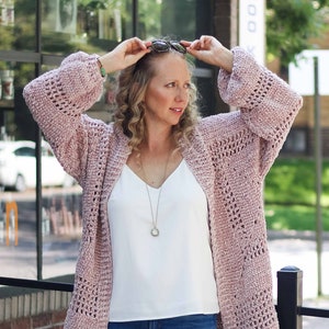 Crochet Pattern / Oversized Hexagon Cardigan / Stylish Velour Cardigan / Women's Crochet Sweater Pattern / Brunch Cardigan Pattern PDF image 1