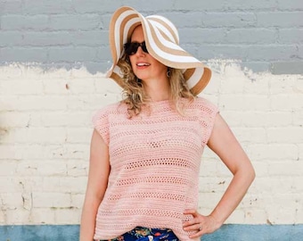 Crochet Pattern / Summer Crochet Top / Easy Lightweight Top / Rectangle Tank Top / Alfresco Crochet Top Pattern PDF