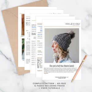 A preview of the 1.5 hour beanie crochet pattern PDF.
