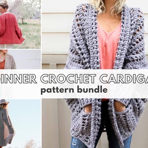Crochet Pattern Bundle / Easy Crochet Cardigans / Beginner Crochet Sweaters / Rectangle Cardigan / Hexagon Cardigan / Crochet Pattern PDF