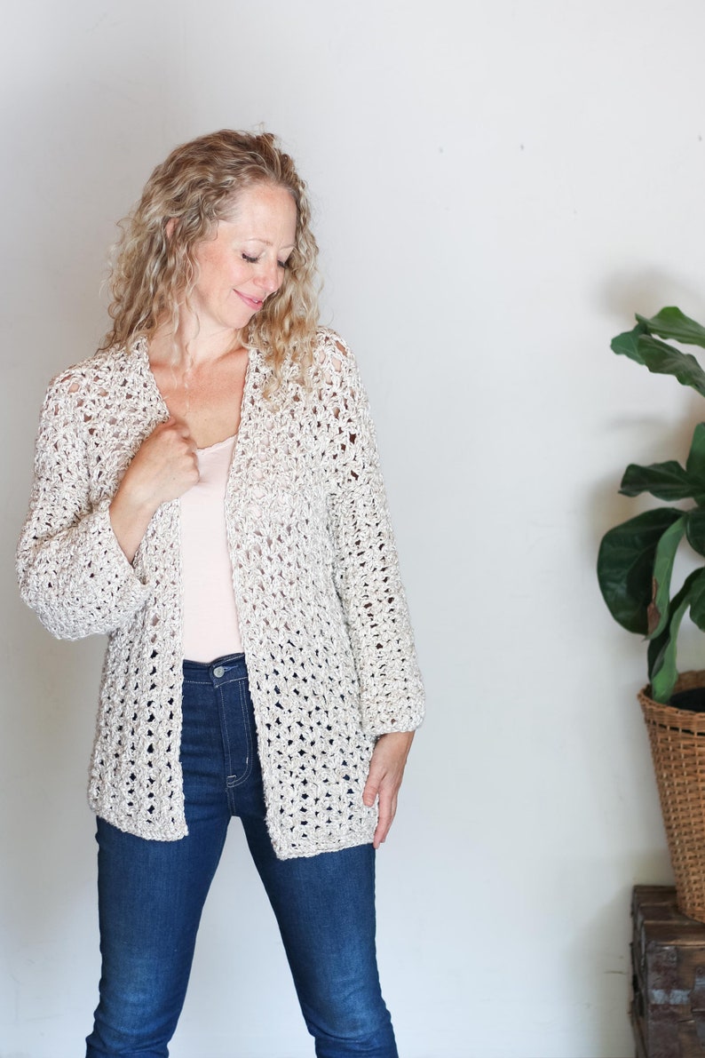 Crochet Pattern / Easy Cardigan / Cotton Sweater / Beginner Crochet Cardigan / Simple Women's Jacket / Sojourn Crochet Sweater Pattern PDF image 7