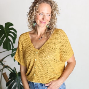 Crochet Pattern / Crochet Summer Top / Lightweight Tee / Rectangle Top / Spring / Fall / Marigold Rectangle Tee Pattern PDF