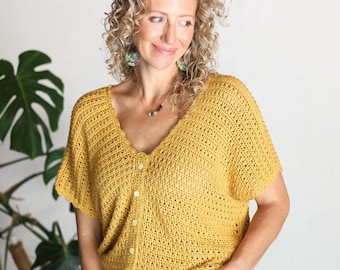 Crochet Pattern / Crochet Summer Top / Lightweight Tee / Rectangle Top / Spring / Fall / Marigold Rectangle Tee Pattern PDF