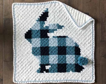Crochet Pattern / Corner to Corner Crochet / Easter Blanket / Nursery / Rabbit Throw / Baby Blanket / C2C Bunny Blanket Sweater Pattern PDF