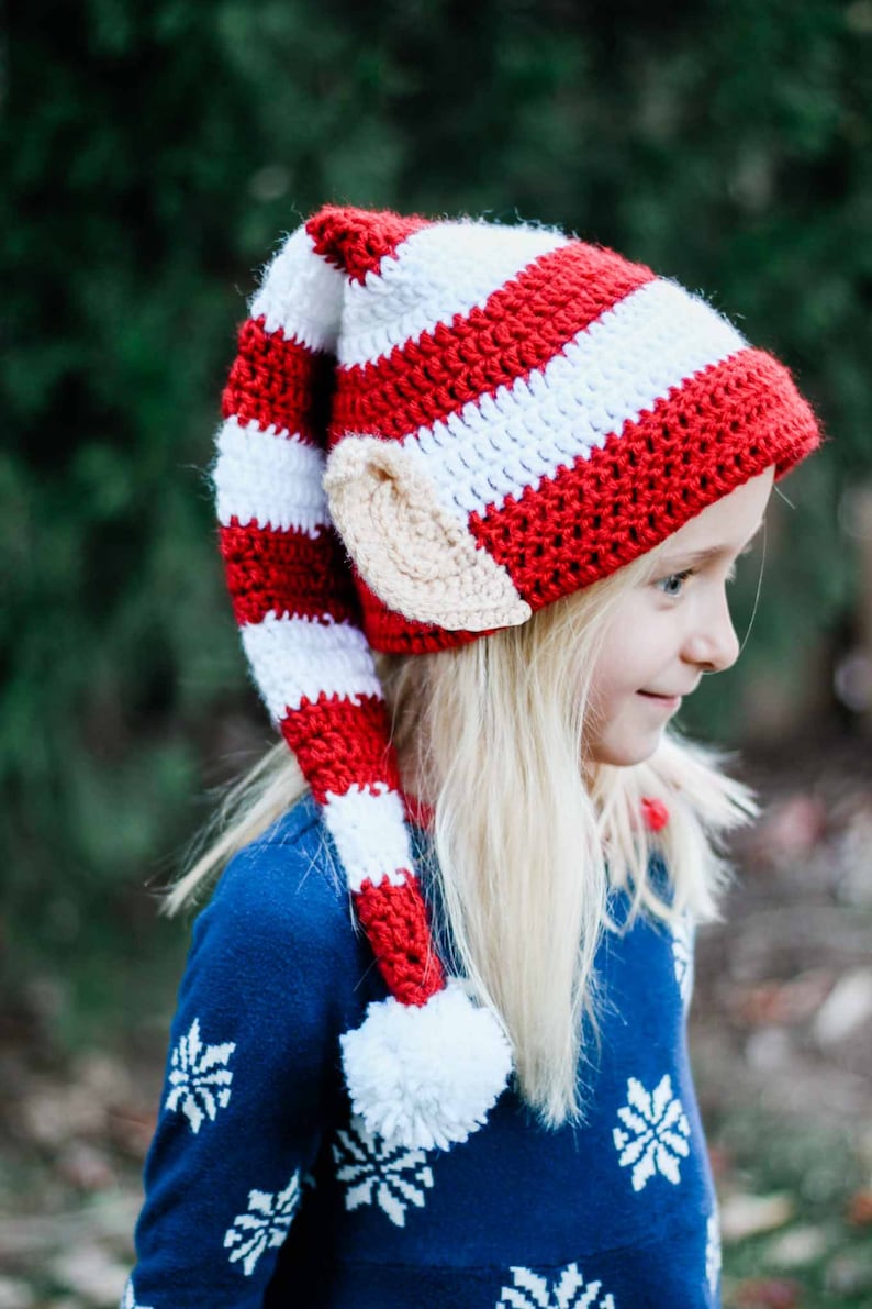 Crochet Pattern / Kid's Christmas Hat / Baby Hat / Adult Hat / Winter Hat / Family Photo Prop / Santa's Helper Elf Hat Pattern PDF image 4