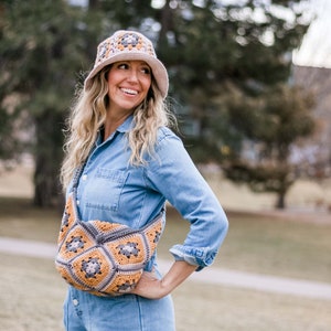 Crochet Pattern / Granny Square Bucket Hat / Granny Square Purse / Matching Set / Halcyon Granny Square Bucket Hat & Bag Crochet Pattern PDF