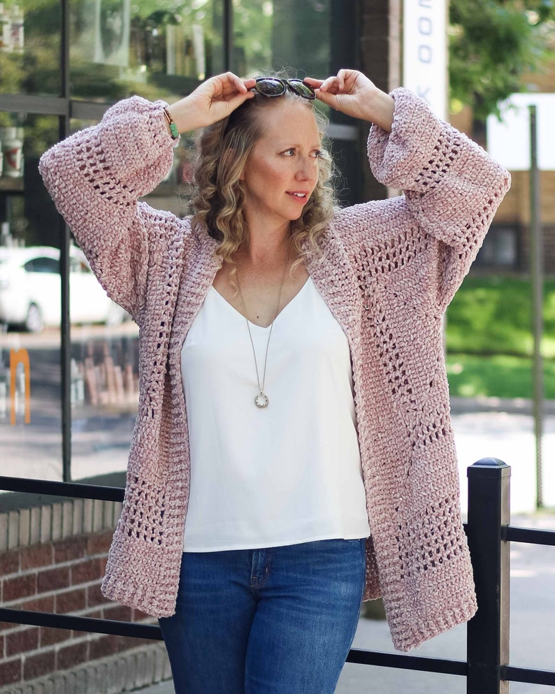 Crochet Pattern / Oversized Hexagon Cardigan / Stylish Velour Cardigan / Women's Crochet Sweater Pattern / Brunch Cardigan Pattern PDF image 1