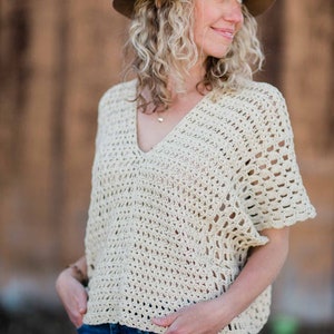 Crochet Pattern / Boho Crochet Top / Rectangle Crochet Poncho / Lightweight Summer Shirt / Saratoga Poncho Top Crochet Pattern PDF image 3