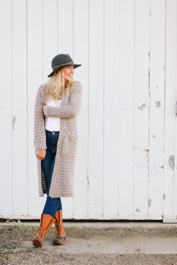 Crochet Pattern Easy First Cardigan Beginner Crochet Sweater Long Crochet Duster With Pockets Elevation Duster Cardigan Pattern PDF Etsy Canada