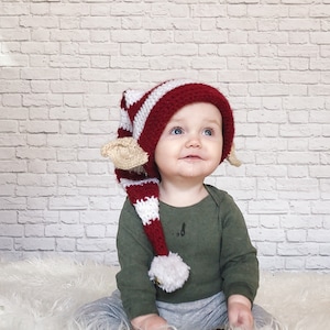 Crochet Pattern / Kid's Christmas Hat / Baby Hat / Adult Hat / Winter Hat / Family Photo Prop / Santa's Helper Elf Hat Pattern PDF image 8