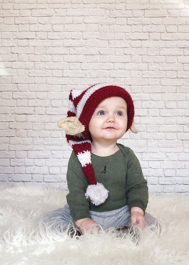 Crochet Pattern / Kid's Christmas Hat / Baby Hat / Adult Hat / Winter Hat / Family Photo Prop / Santa's Helper Elf Hat Pattern PDF image 8