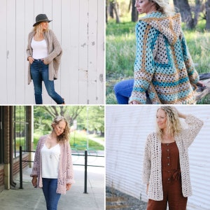 Easy Crochet Cardigans Pattern Bundle / Beginner Crochet Sweaters / Rectangle Cardigan / Hexagon Cardigan / Crochet Pattern PDF