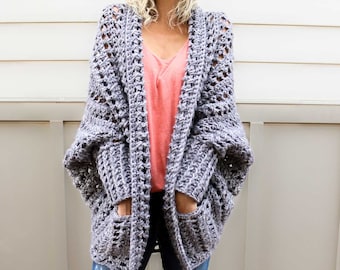 Crochet Pattern / Chunky Cardigan With Pockets / Beginner Crochet Cardigan / Women's Crochet Sweater Pattern / Dwell Sweater Pattern PDF