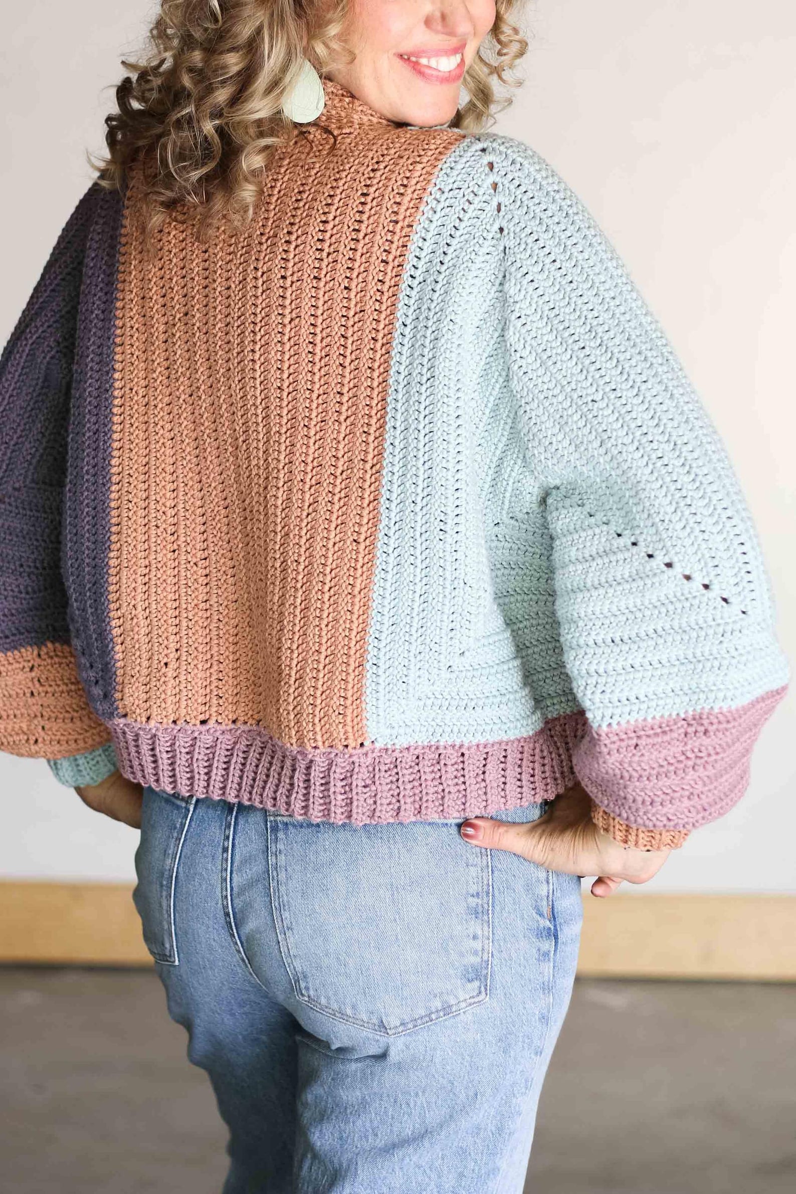 Crochet PATTERN & VIDEO / Colorblock Crochet Cardigan / Double Crochet ...