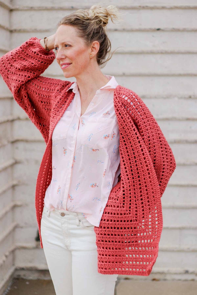 Crochet Pattern / Easy Cardigan Made From Hexagon / Beginner Crochet Sweater / Women's Bishop-Sleeve Crochet Sweater Pattern PDF image 7