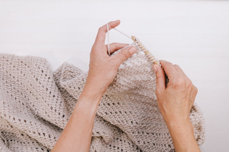 Crochet Pattern / Beginner Tunisian Crochet Pocket Shawl / Easy Crochet Poncho With Buttons / Women's Stay at Home Pocket Shawl Pattern PDF image 8