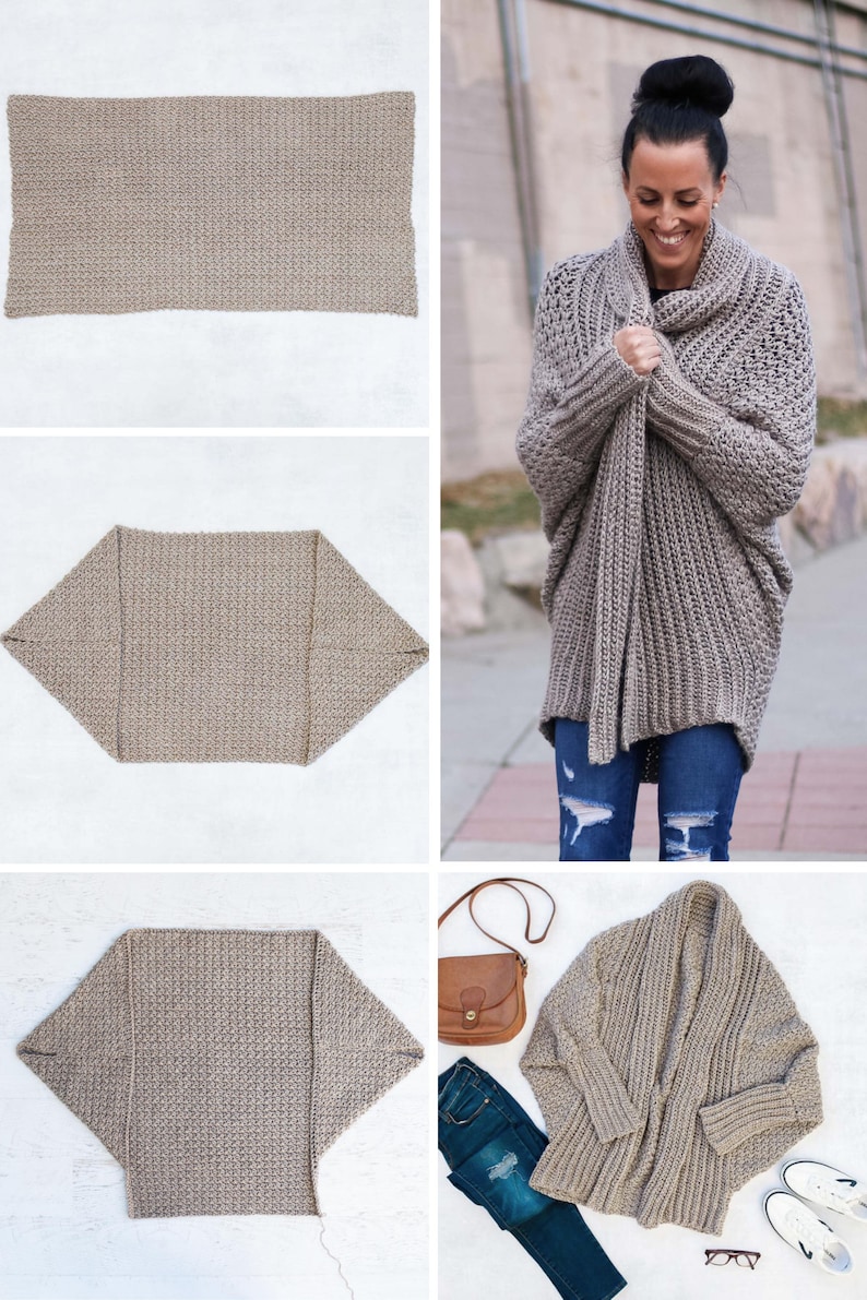 Crochet Pattern / Easy Cardigan From Rectangle / Beginner Sweater / Women's Oversized Crochet Sweater Pattern / Habitat Cardigan Pattern PDF image 9