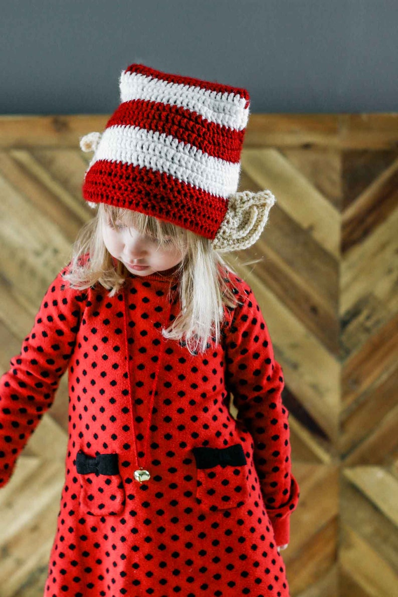 Crochet Pattern / Kid's Christmas Hat / Baby Hat / Adult Hat / Winter Hat / Family Photo Prop / Santa's Helper Elf Hat Pattern PDF image 6