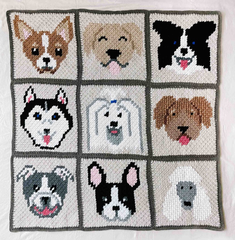 Crochet Pattern / Husky Dog Portrait / C2C Dog Blanket / Puppy Graphgan / Wolf Pillow / Best in Show C2C Dog Blanket Crochet Pattern PDF image 4