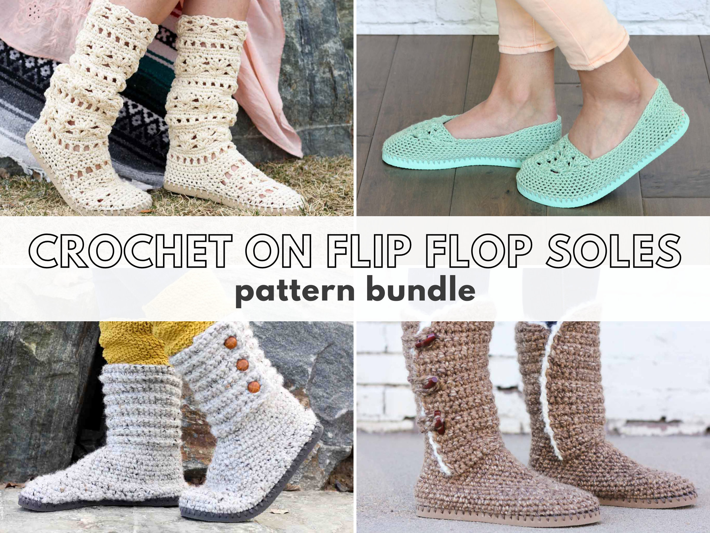 crochet pattern bundle crochet shoes on flip flop soles etsy